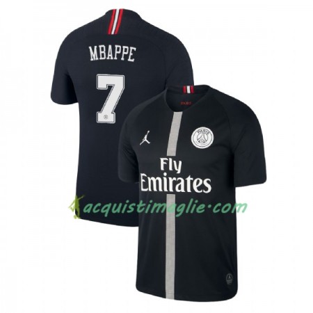 Divisa di Calcio Paris Saint Germain Mbappe 7 Jodan Nero Terza 2018/2019